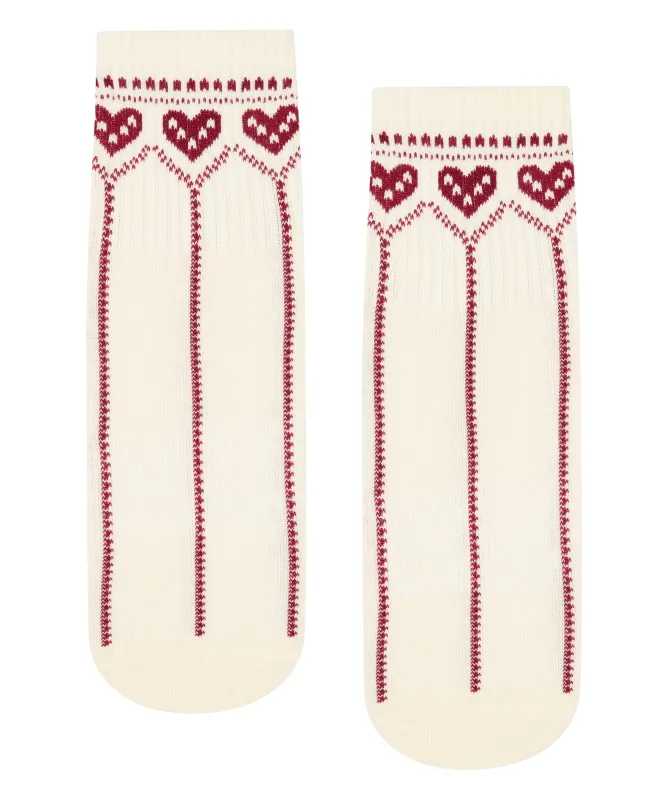 Crew Non Slip Grip Socks - Alpine Heart Oat sold by MoveActive
