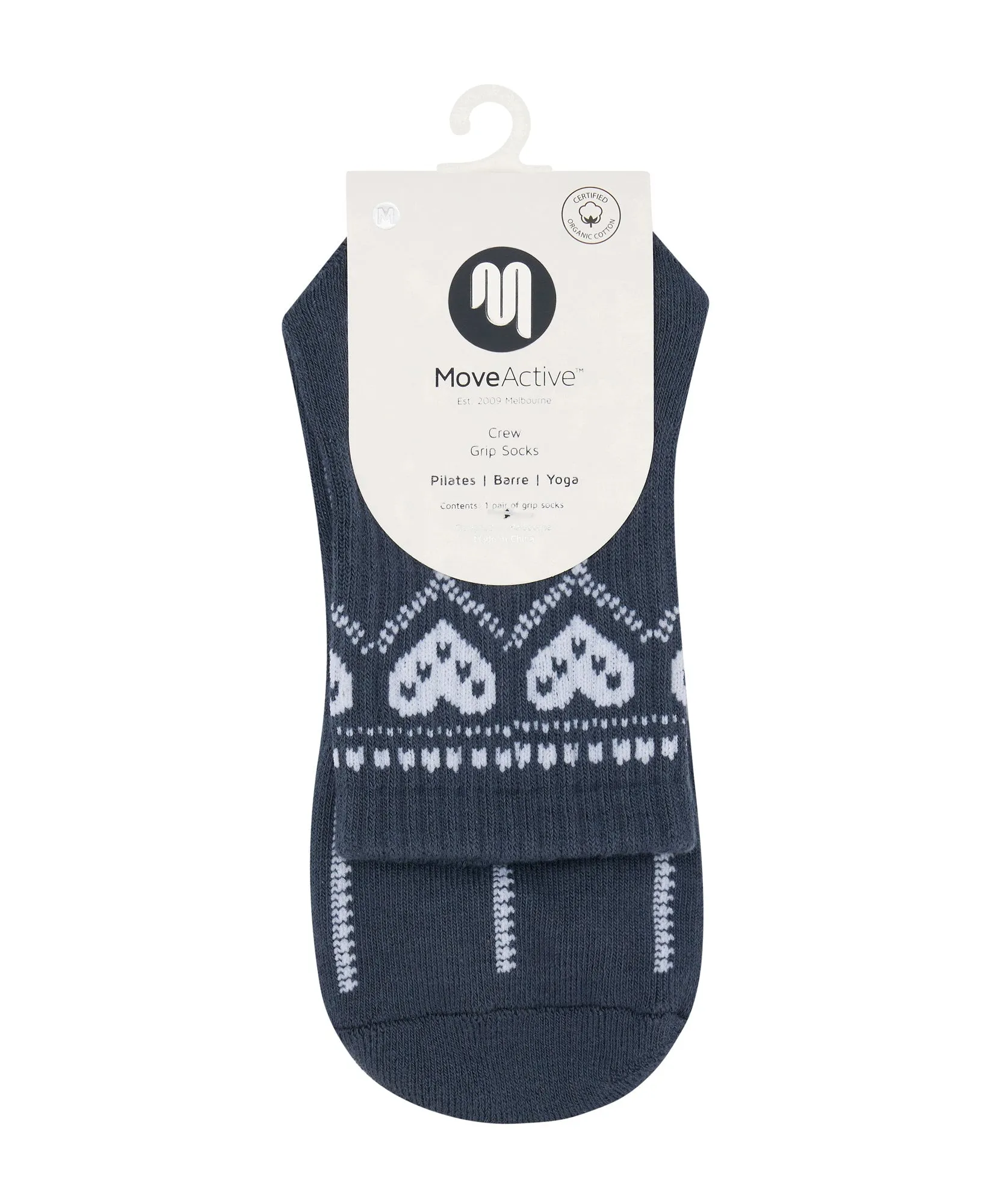 Crew Non Slip Grip Socks - Alpine Heart French Navy sold by MoveActive product image thumbnail 4