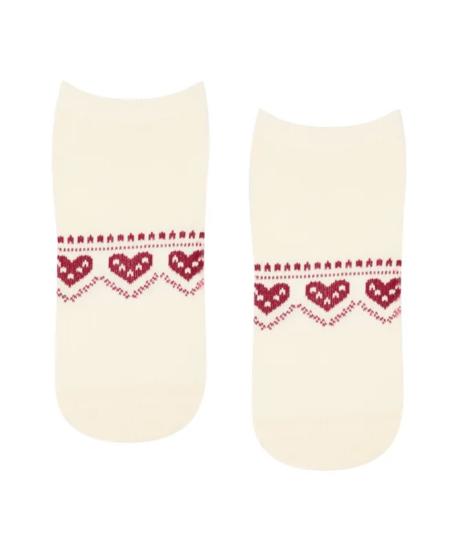 Classic Low Rise Grip Socks - Alpine Heart Oat sold by MoveActive