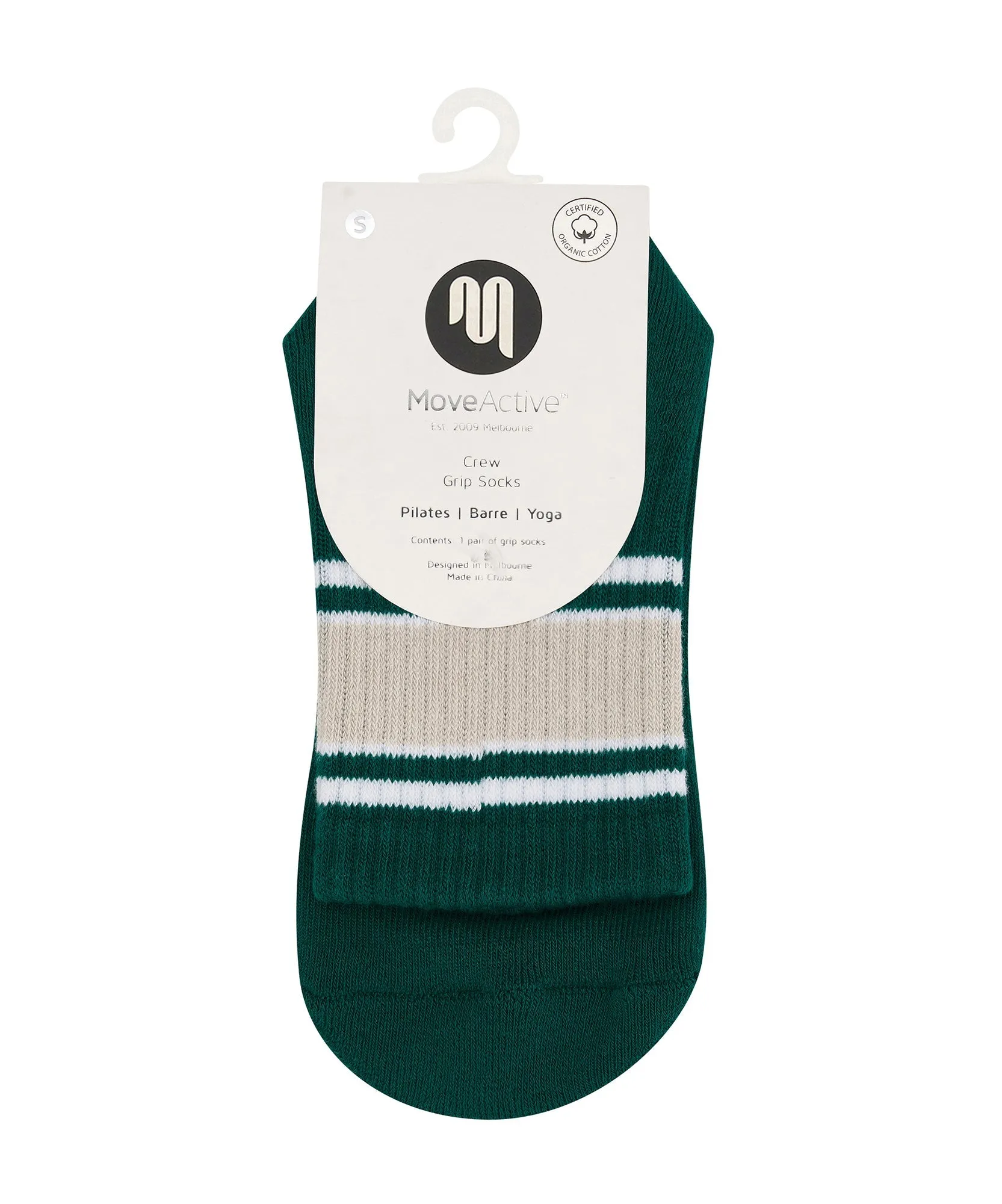 Crew Non Slip Grip Socks - Emerald Oat Stripe sold by MoveActive product image thumbnail 5