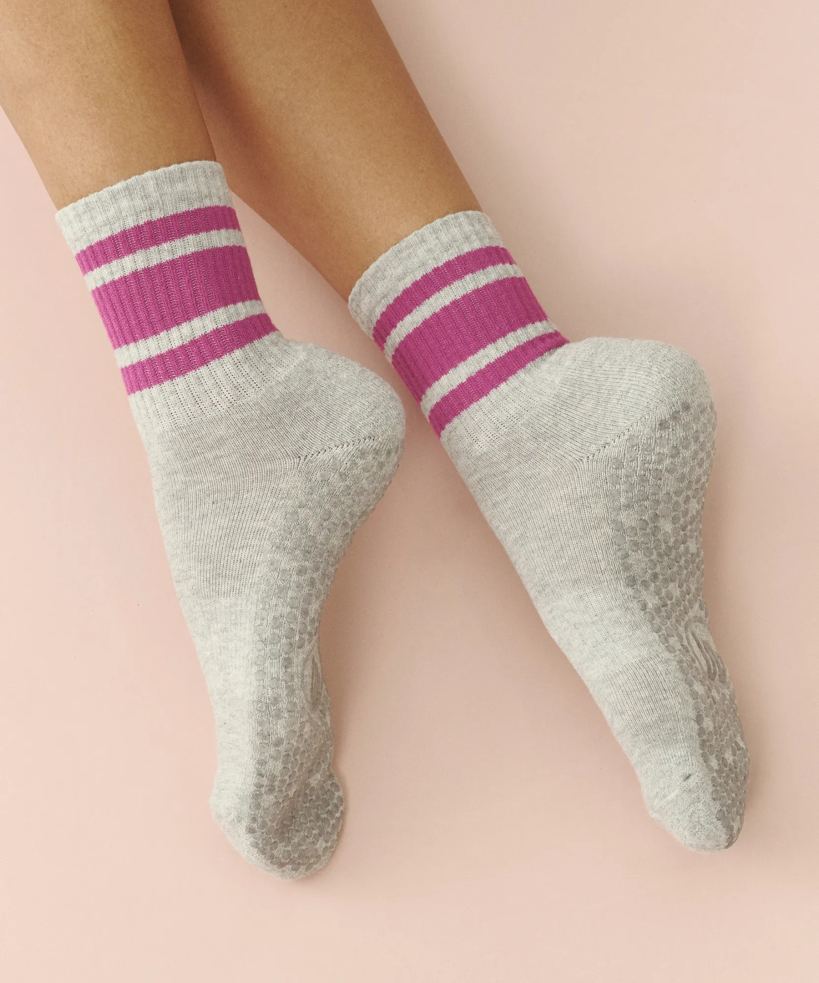 Crew Non Slip Grip Socks - Marle Fuchsia Stripe sold by MoveActive