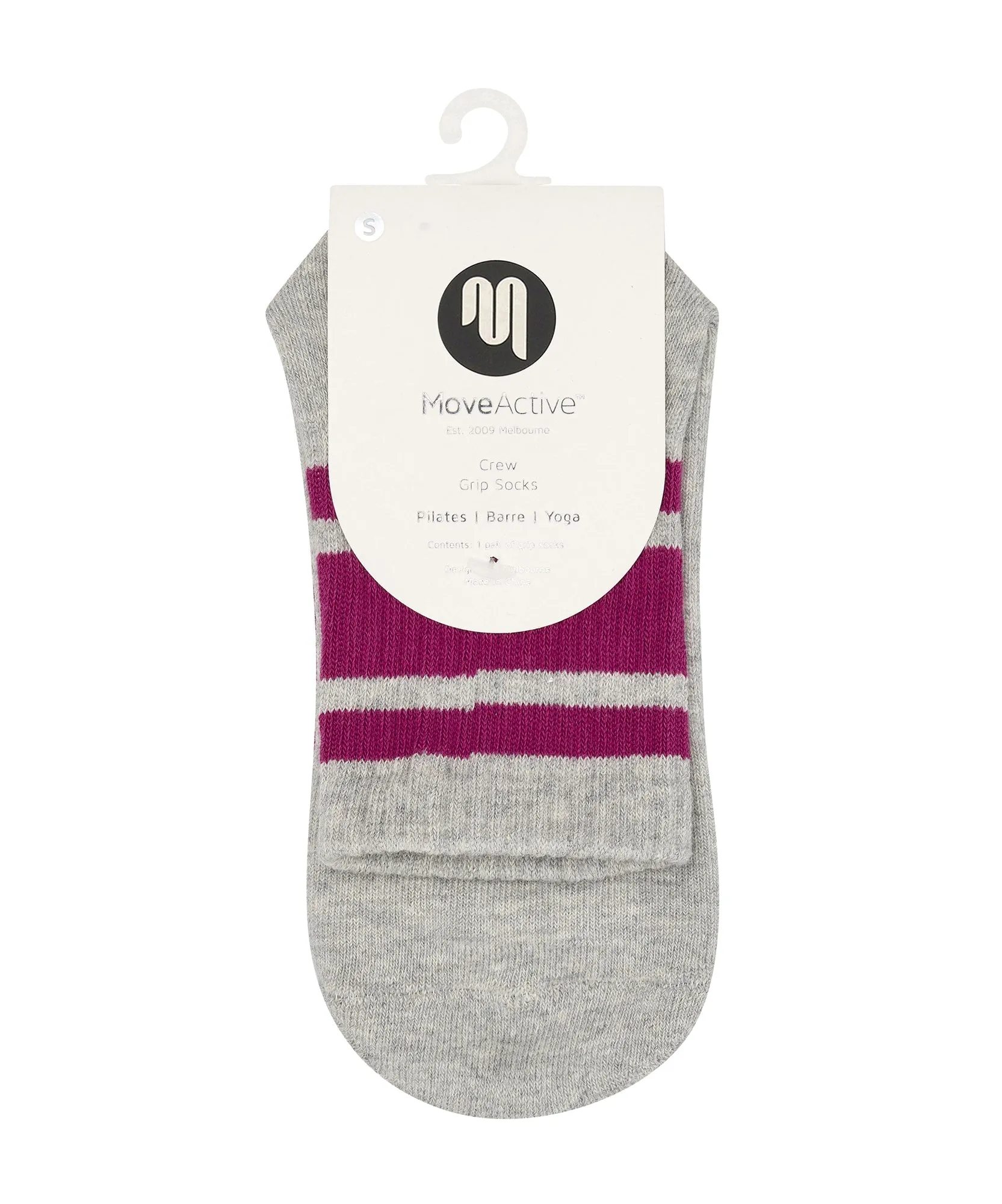 Crew Non Slip Grip Socks - Marle Fuchsia Stripe sold by MoveActive product image thumbnail 5