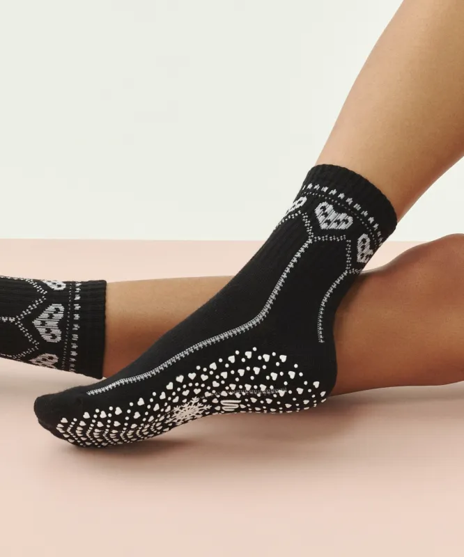 Crew Non Slip Grip Socks - Alpine Heart Midnight sold by MoveActive