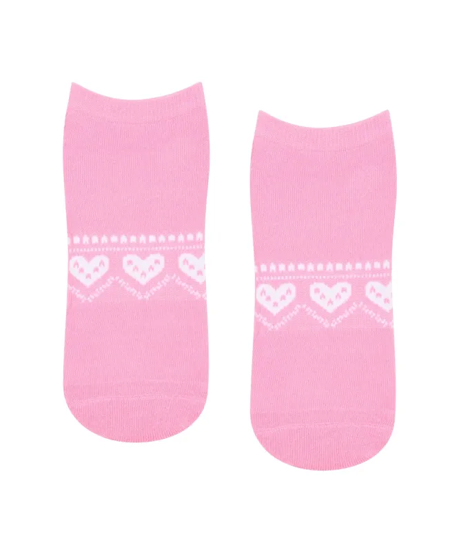 Classic Low Rise Grip Socks - Alpine Heart Rose sold by MoveActive