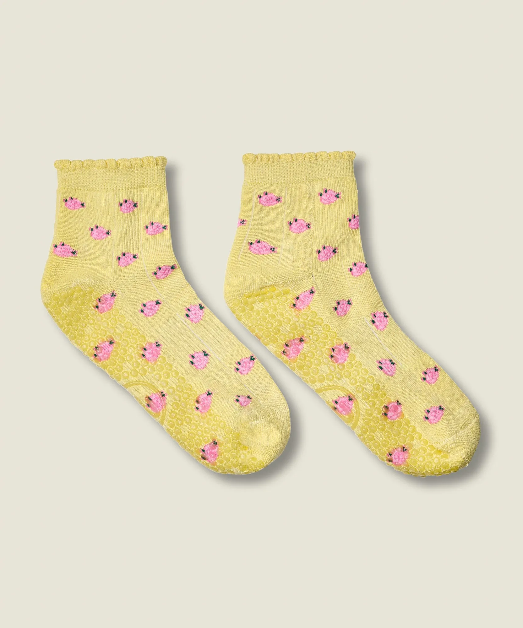 Quarter Crew Non Slip Grip Socks - Wild Rose Maize sold by MoveActive product image thumbnail 3