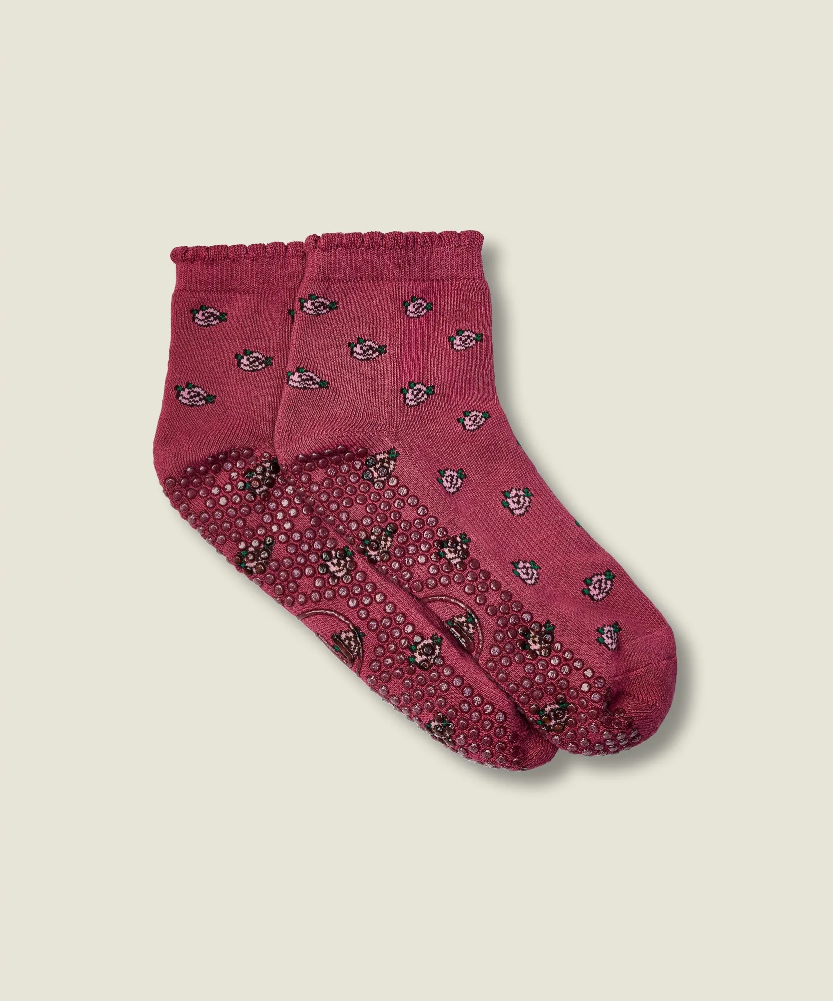 Quarter Crew Non Slip Grip Socks - Wild Rose Berry sold by MoveActive product image thumbnail 5