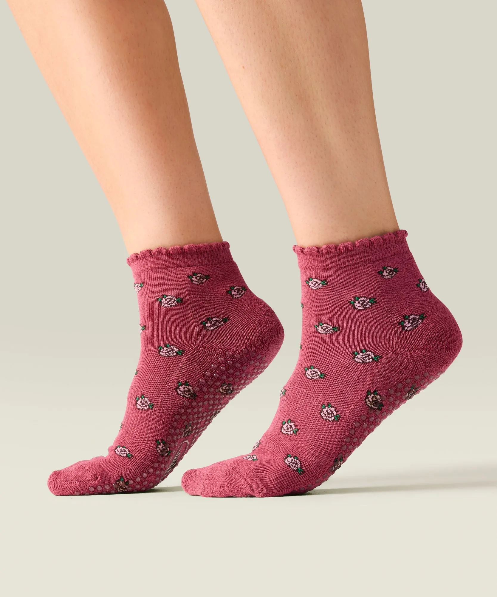 Quarter Crew Non Slip Grip Socks - Wild Rose Berry sold by MoveActive product image thumbnail 2