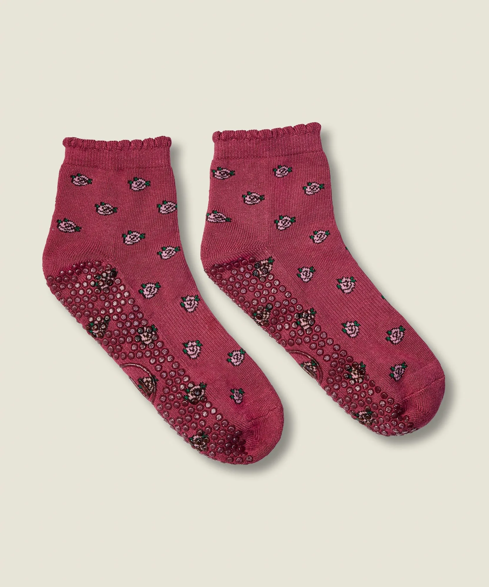 Quarter Crew Non Slip Grip Socks - Wild Rose Berry sold by MoveActive product image thumbnail 3