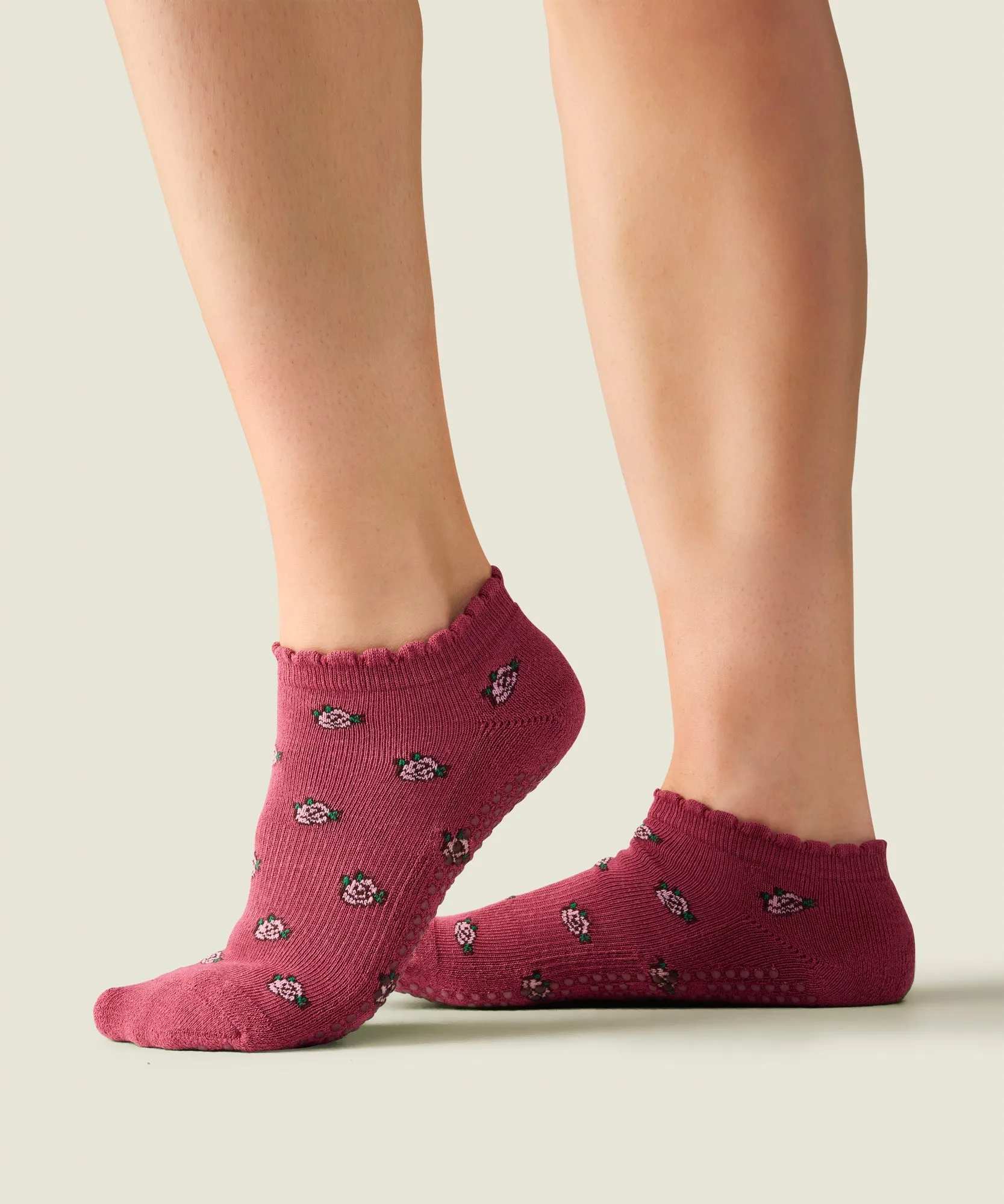 Classic Low Rise Grip Socks - Wild Rose Berry sold by MoveActive
