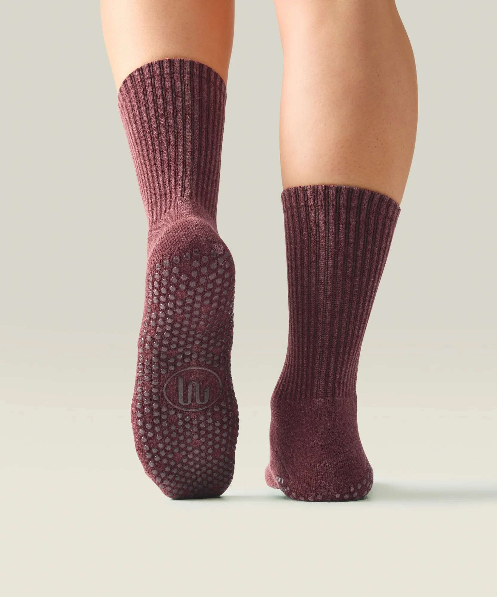 Crew Non Slip Grip Socks - Dusty Mulberry sold by MoveActive