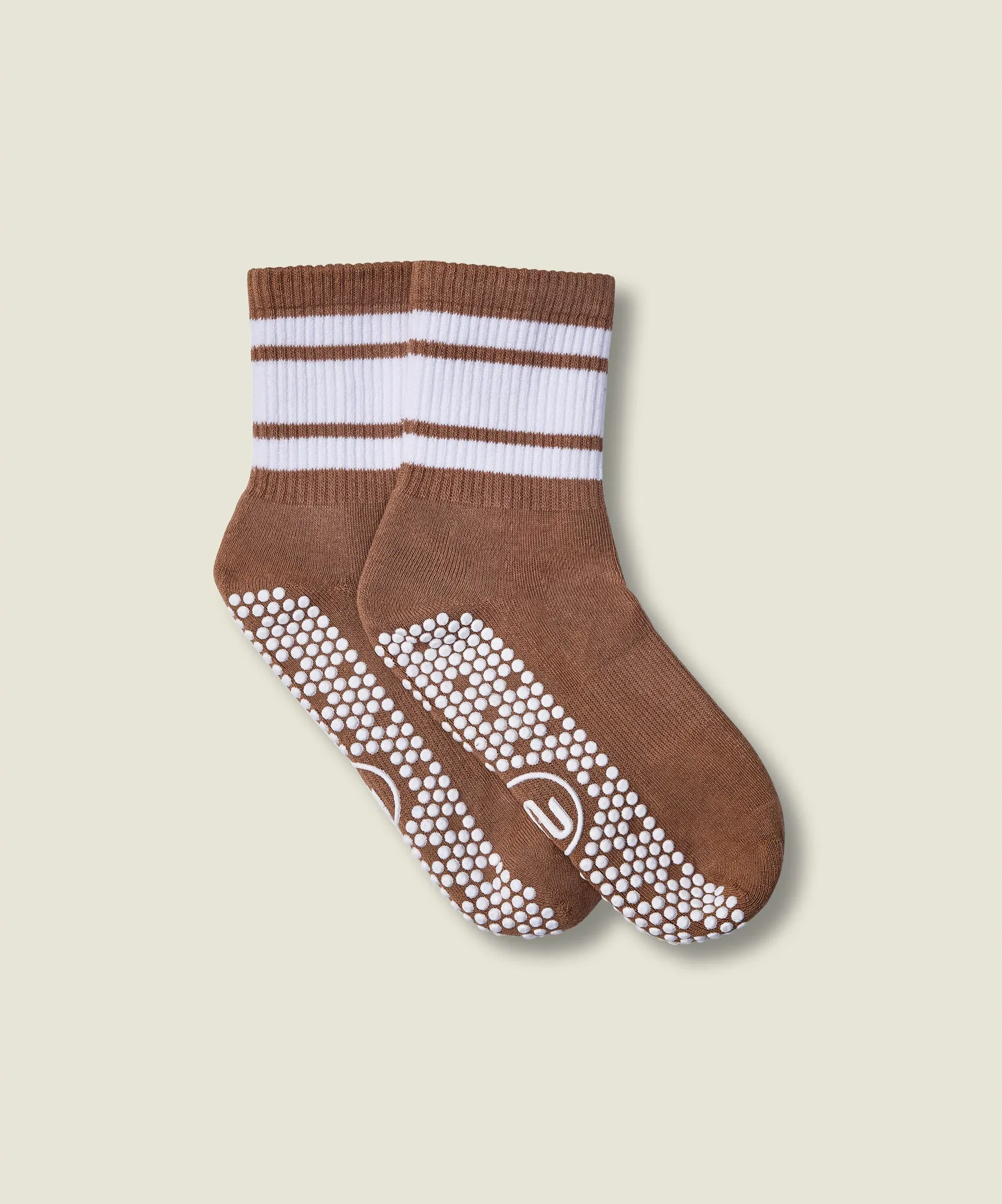 Crew Non Slip Grip Socks - Tan Stripe sold by MoveActive product image thumbnail 5