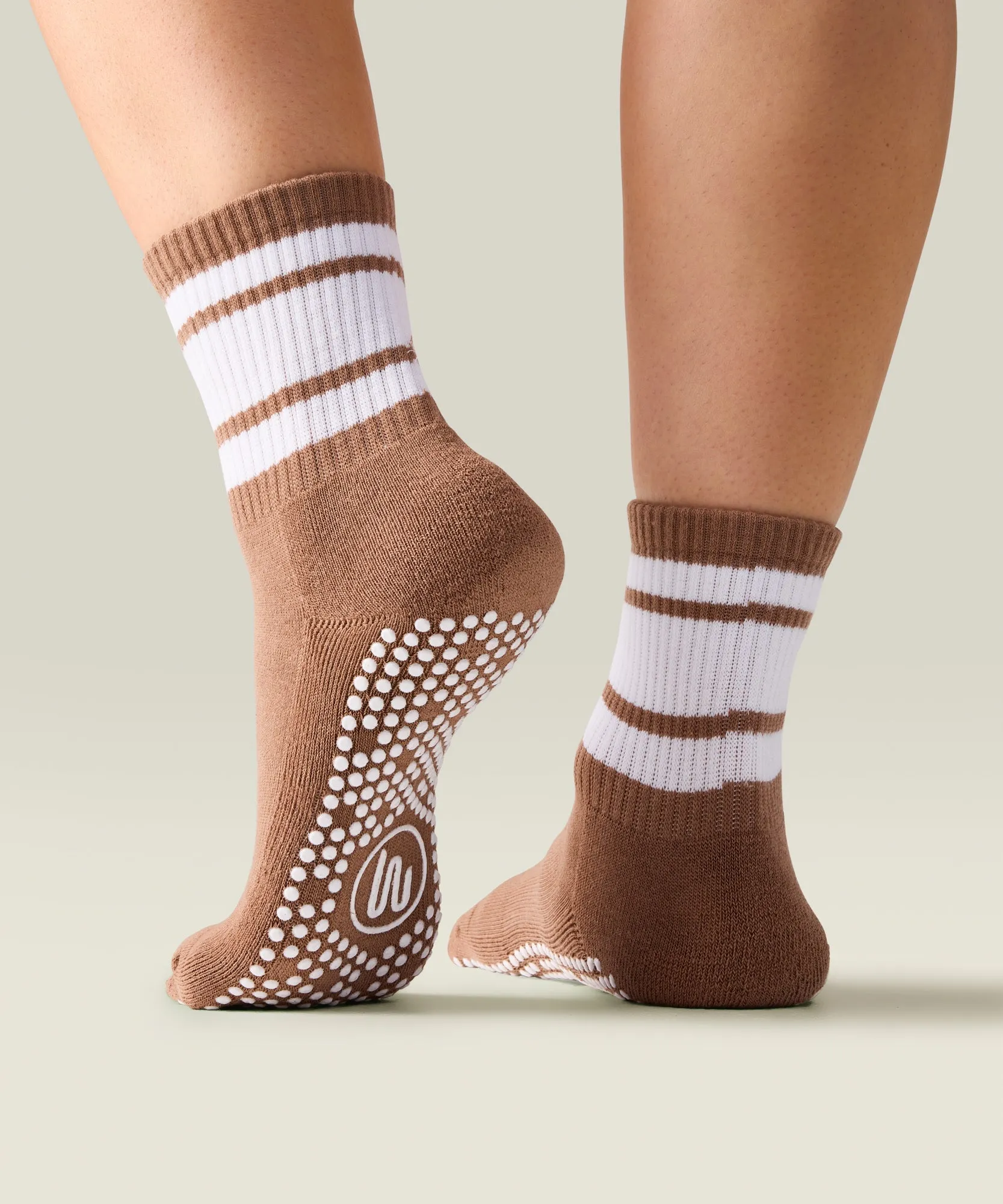 Crew Non Slip Grip Socks - Tan Stripe sold by MoveActive product image thumbnail 2
