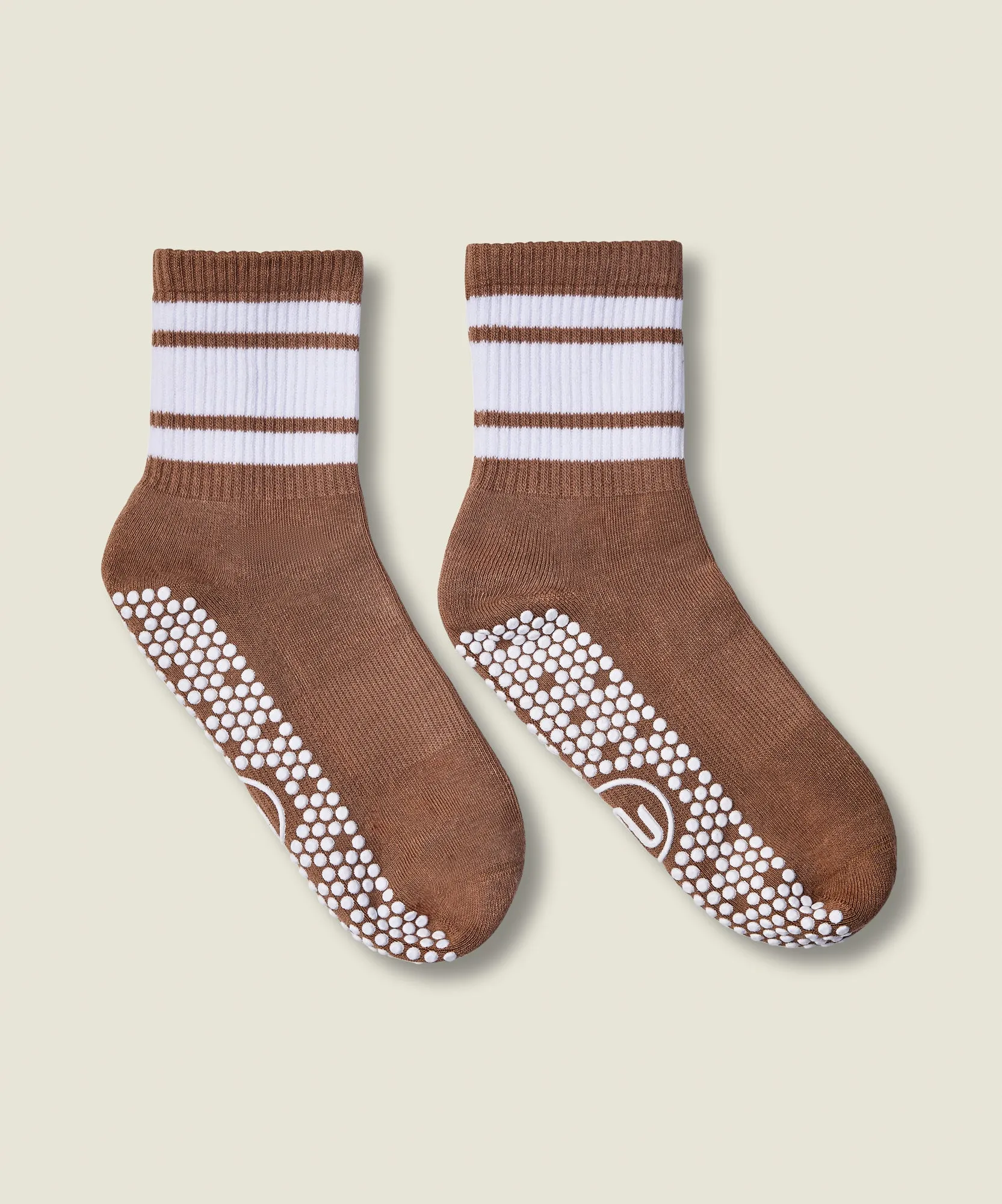 Crew Non Slip Grip Socks - Tan Stripe sold by MoveActive product image thumbnail 3