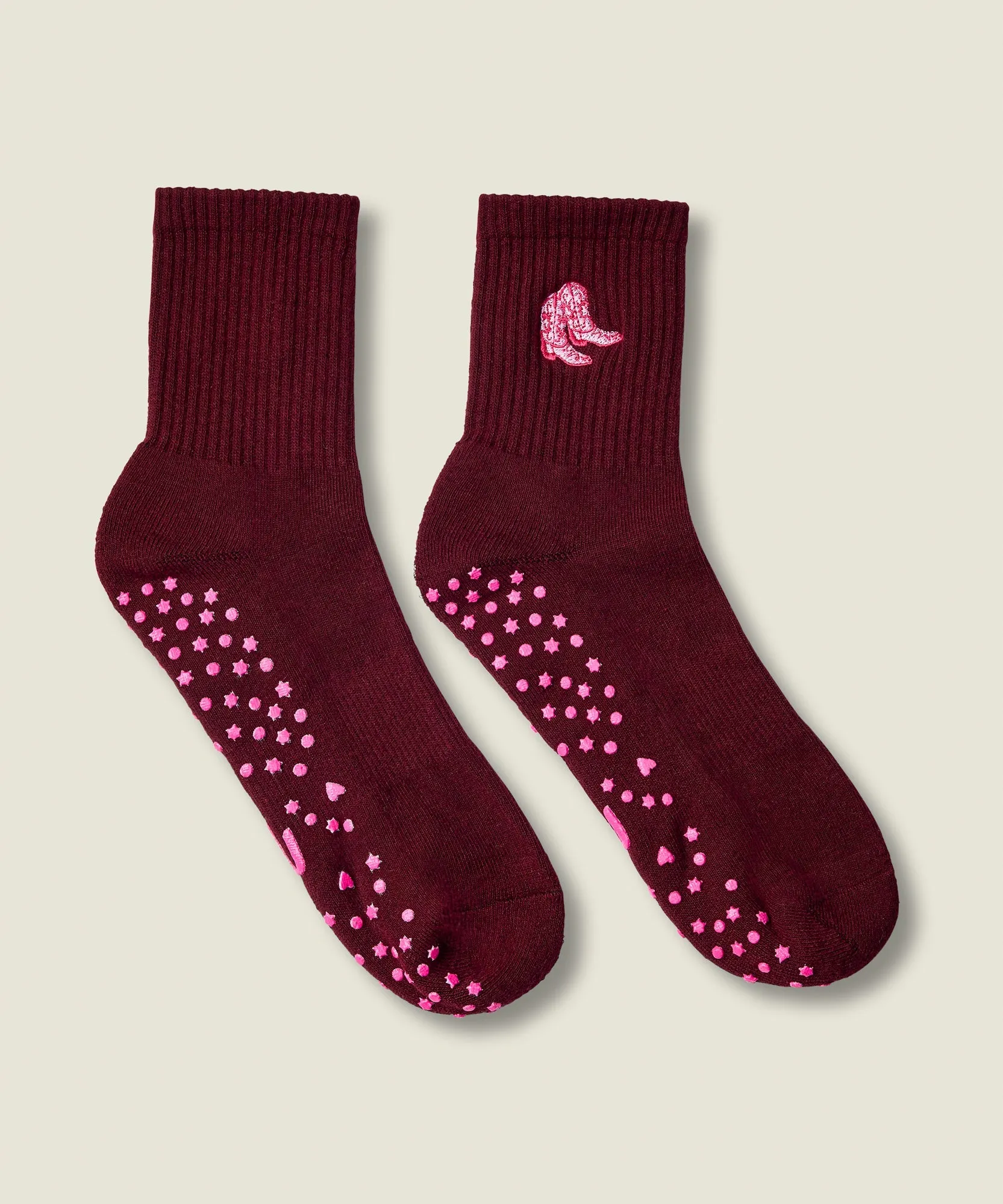 Crew Non Slip Grip Socks - Boot Scootin' Mulberry sold by MoveActive product image thumbnail 3