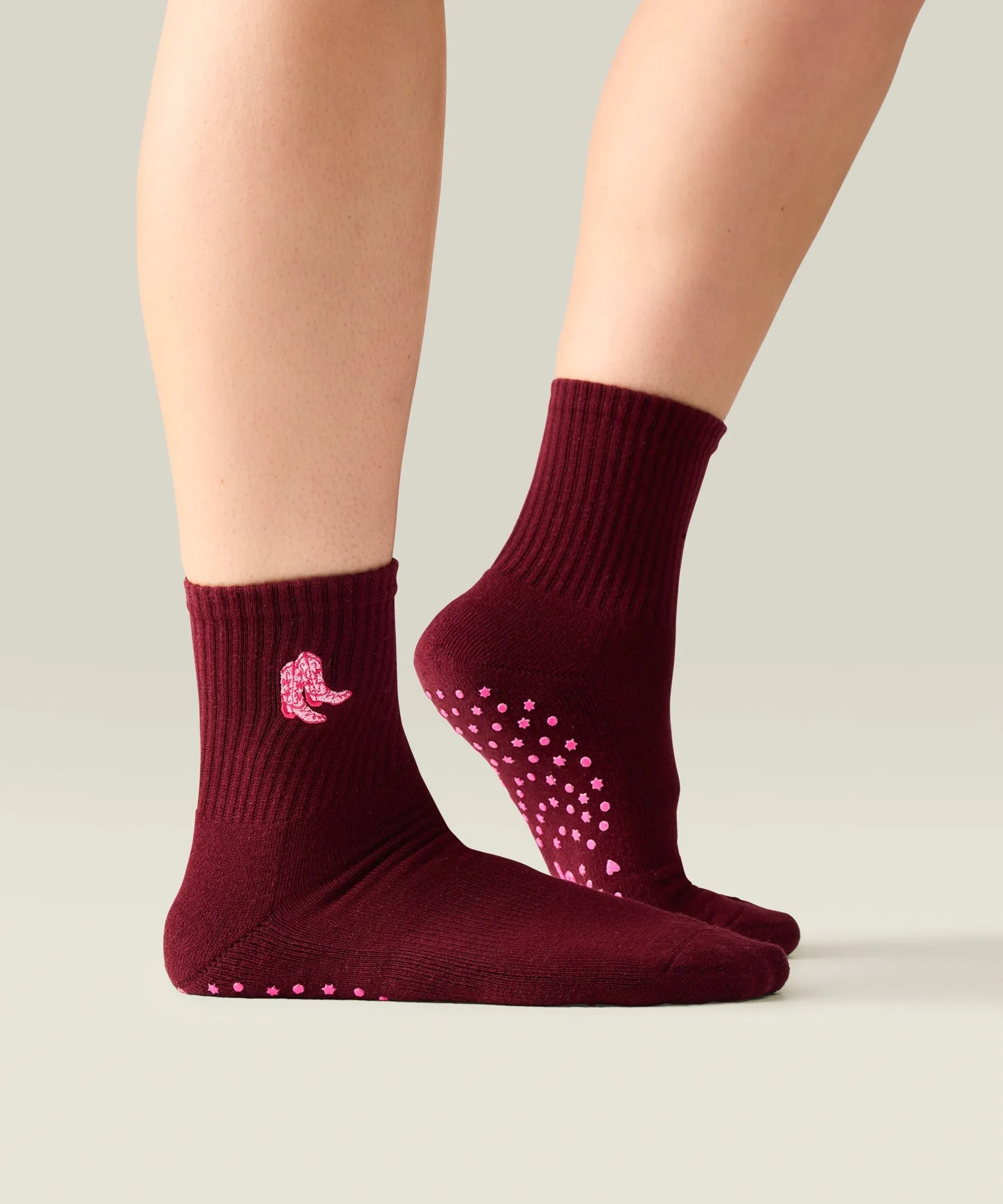 Crew Non Slip Grip Socks - Boot Scootin' Mulberry sold by MoveActive product image thumbnail 2