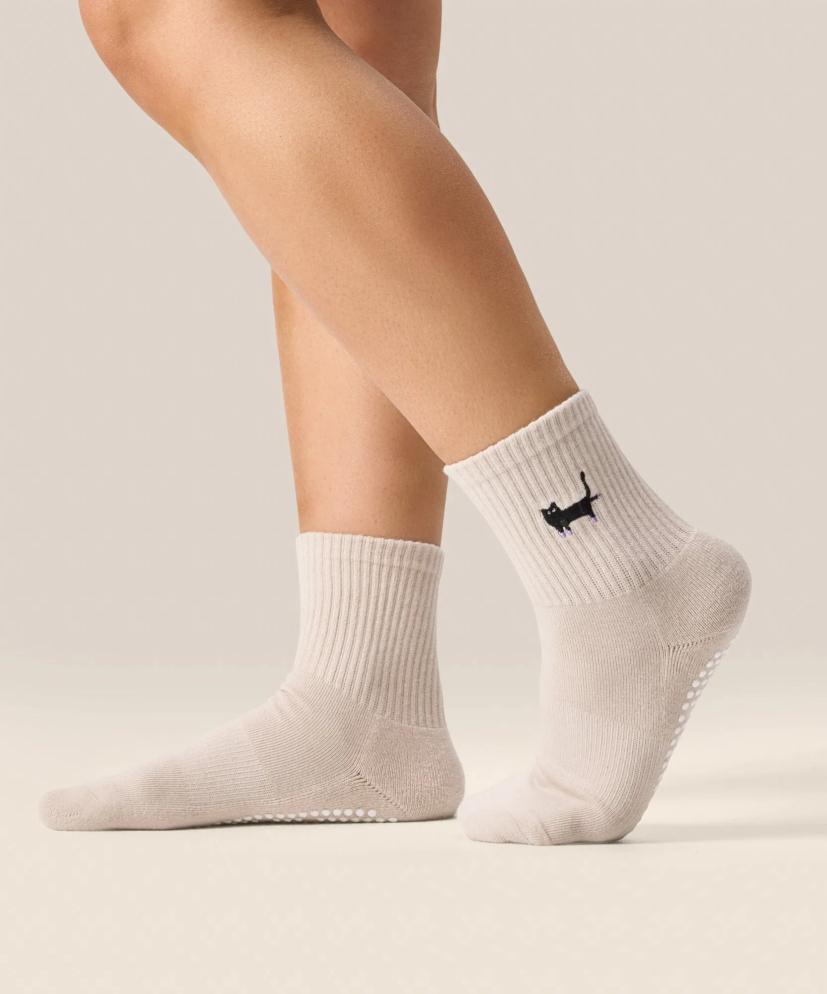 Crew Non Slip Grip Socks - Pilates Kitty sold by MoveActive
