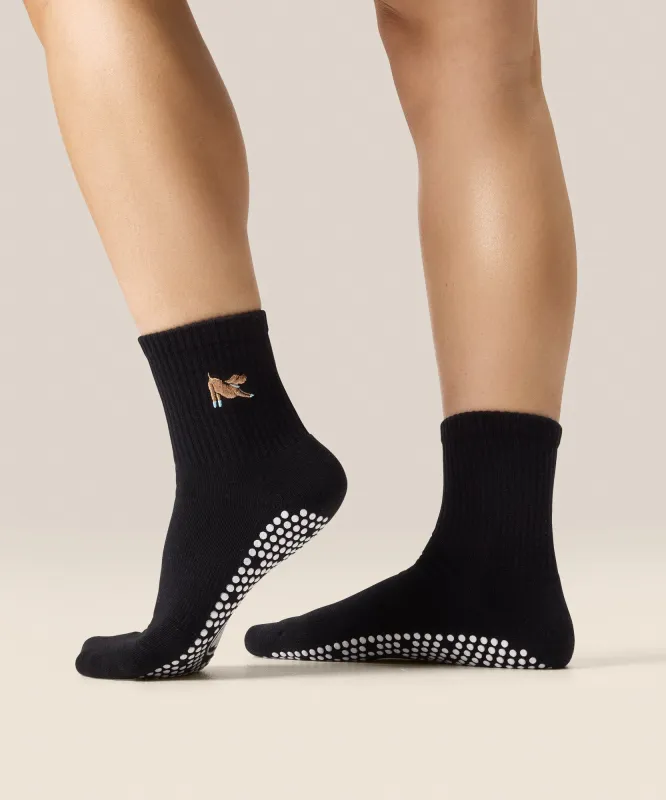 Crew Non Slip Grip Socks - Pilates Pup sold by MoveActive