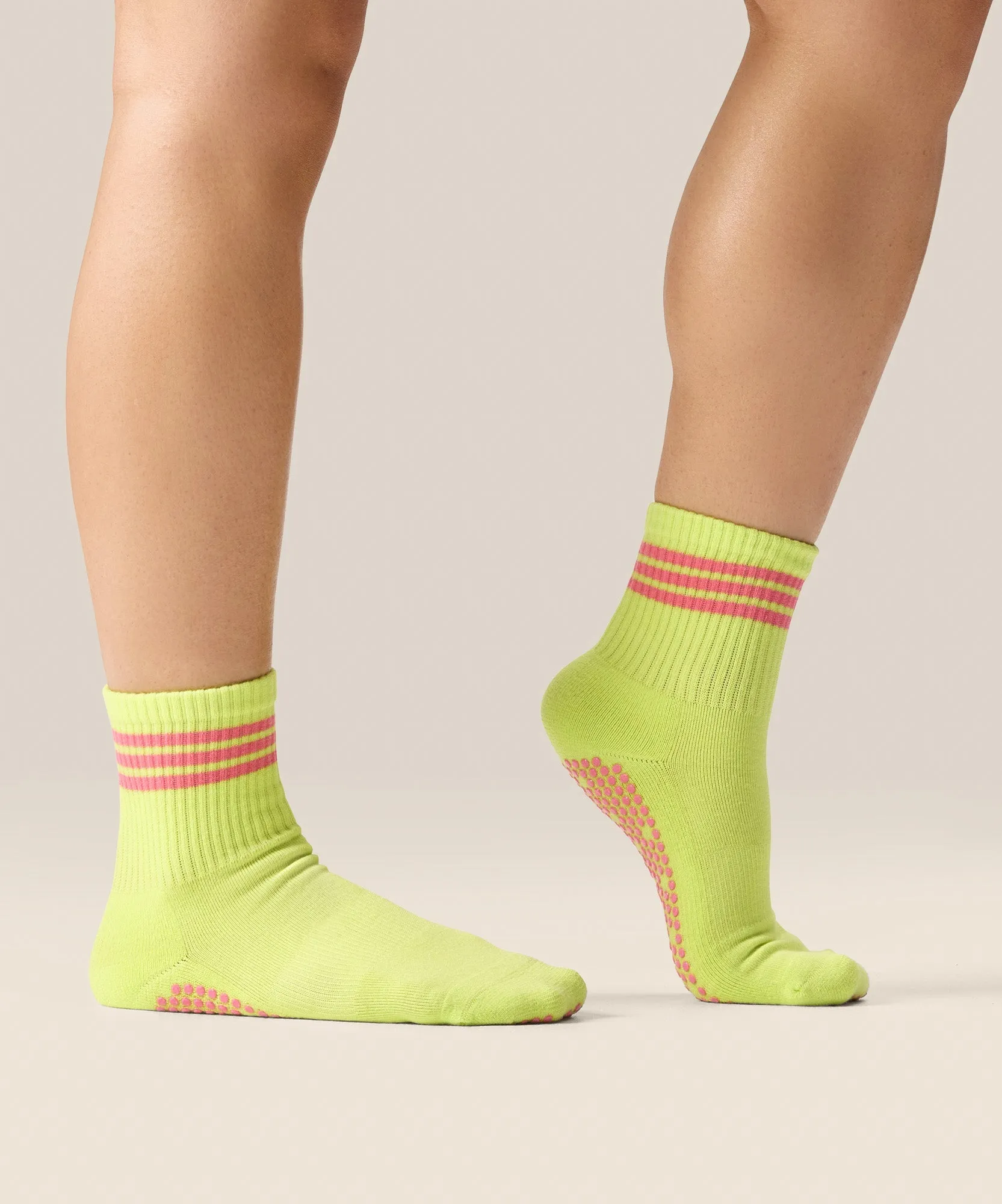 Crew Non Slip Grip Socks - Pine Lime Stripe sold by MoveActive product image thumbnail 3