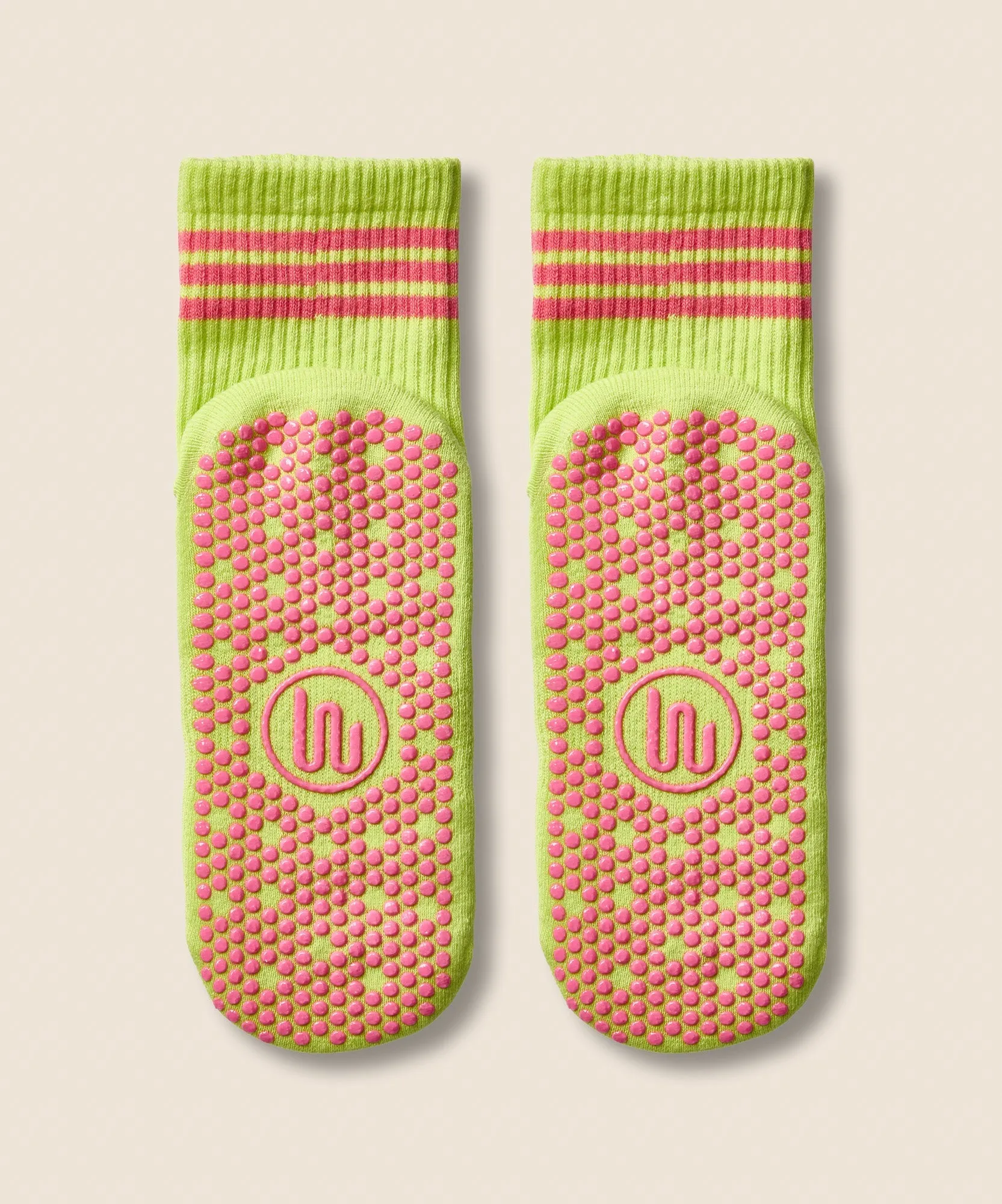 Crew Non Slip Grip Socks - Pine Lime Stripe sold by MoveActive product image thumbnail 4