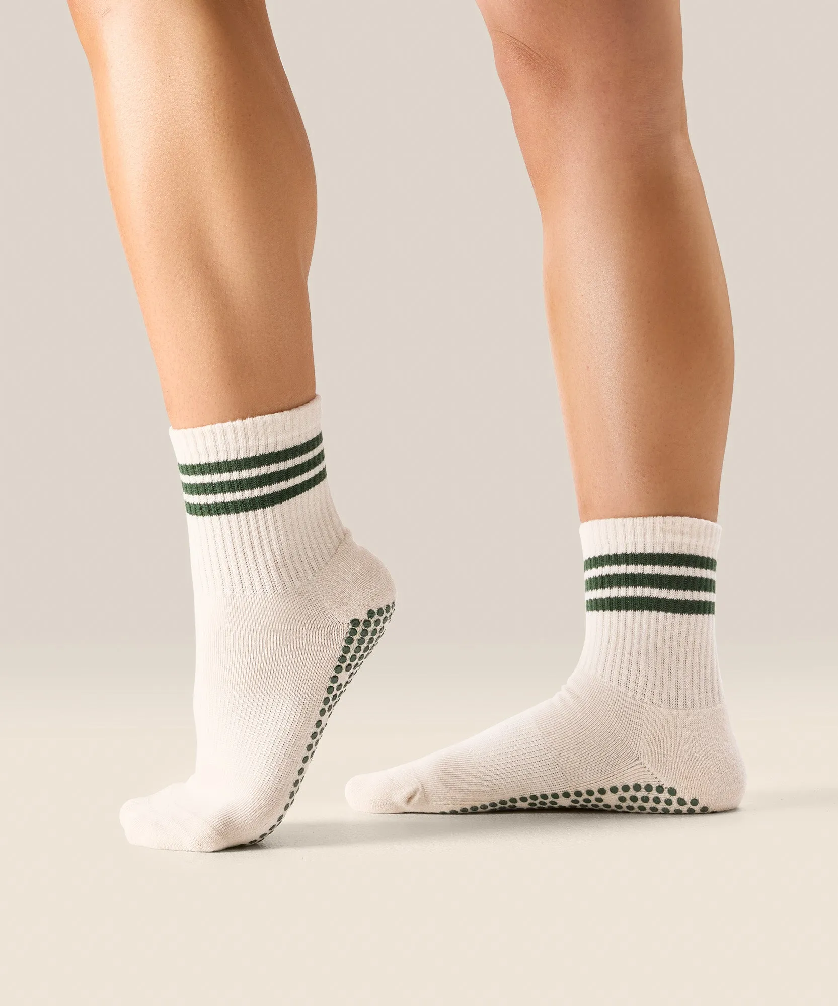 Crew Non Slip Grip Socks - Olive Stripe sold by MoveActive product image thumbnail 3