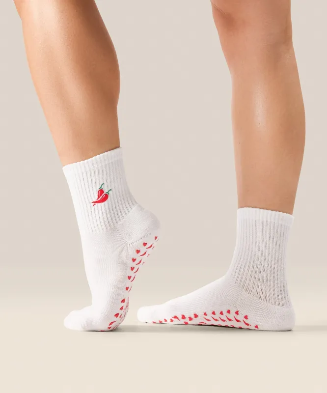 Crew Non Slip Grip Socks - Spicy Chilli sold by MoveActive