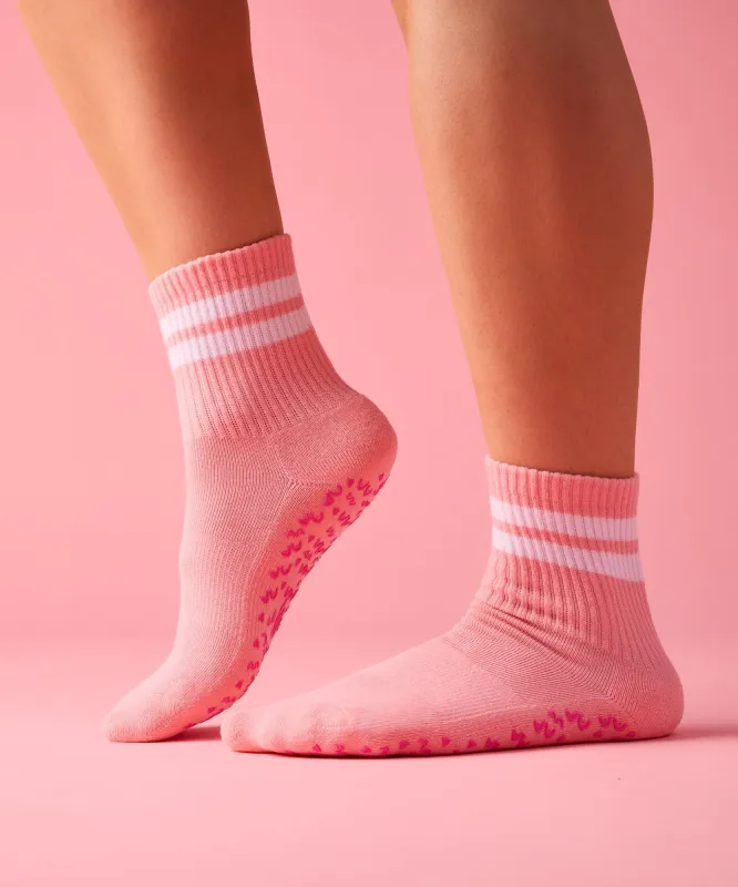 Crew Non Slip Grip Socks - Rose Stripe sold by MoveActive