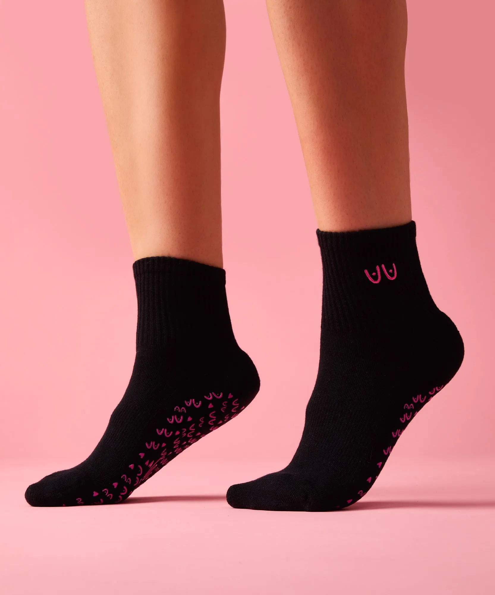 Crew Non Slip Grip Socks - Power in Pairs Black sold by MoveActive