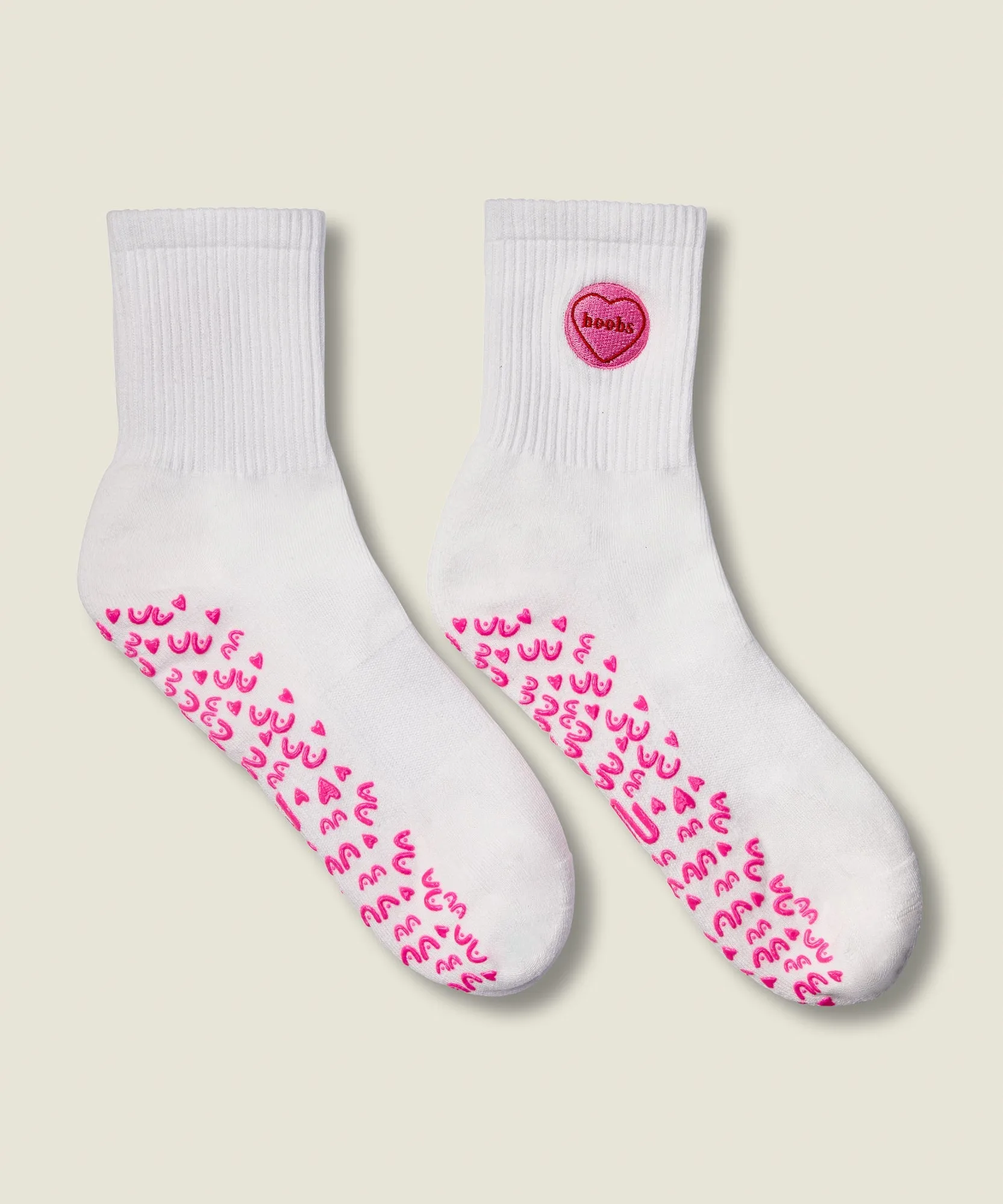 Crew Grip Socks - I Heart Boobs Ivory sold by MoveActive product image thumbnail 3