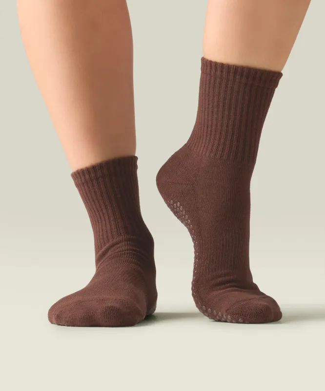 Crew Non Slip Grip Socks - Espresso sold by MoveActive