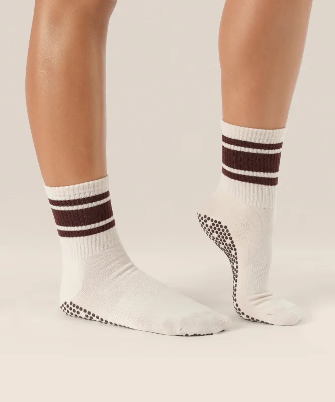 Crew Grip Socks - Oat Espresso Stripe made by MoveActive