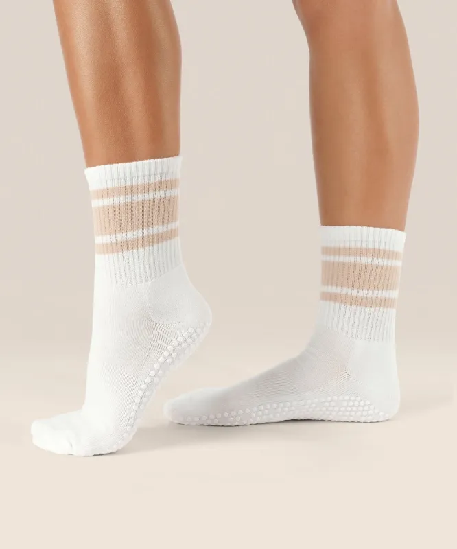 Crew Non Slip Grip Socks - Almond Stripes sold by MoveActive