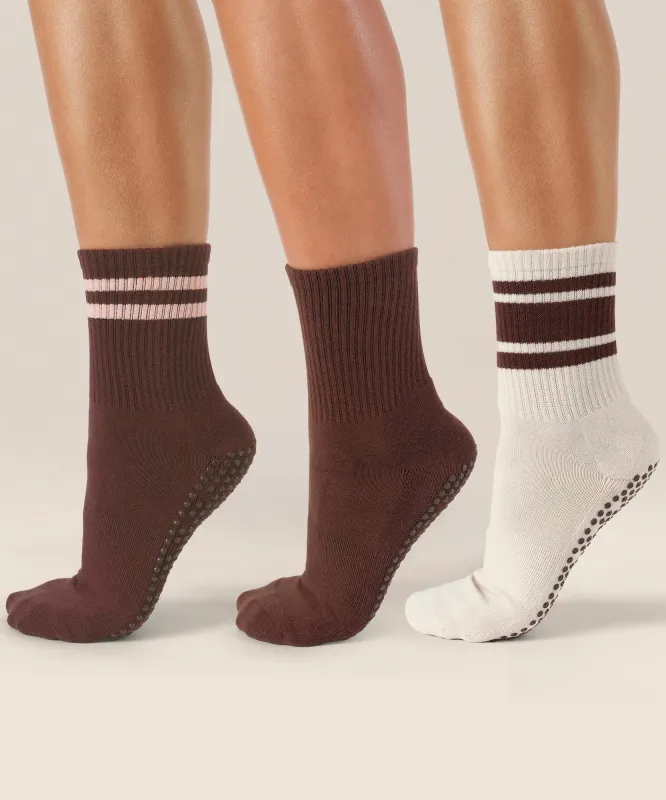 3 Pack Grip Sock Set - Espresso sold by MoveActive