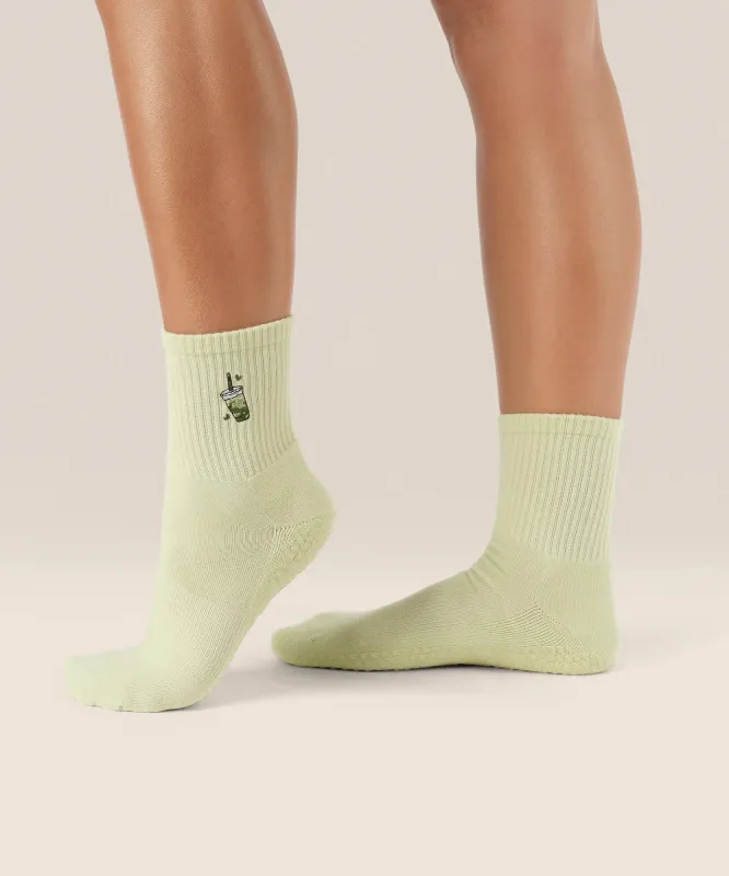 Crew Non Slip Grip Socks - Matcha Lover sold by MoveActive