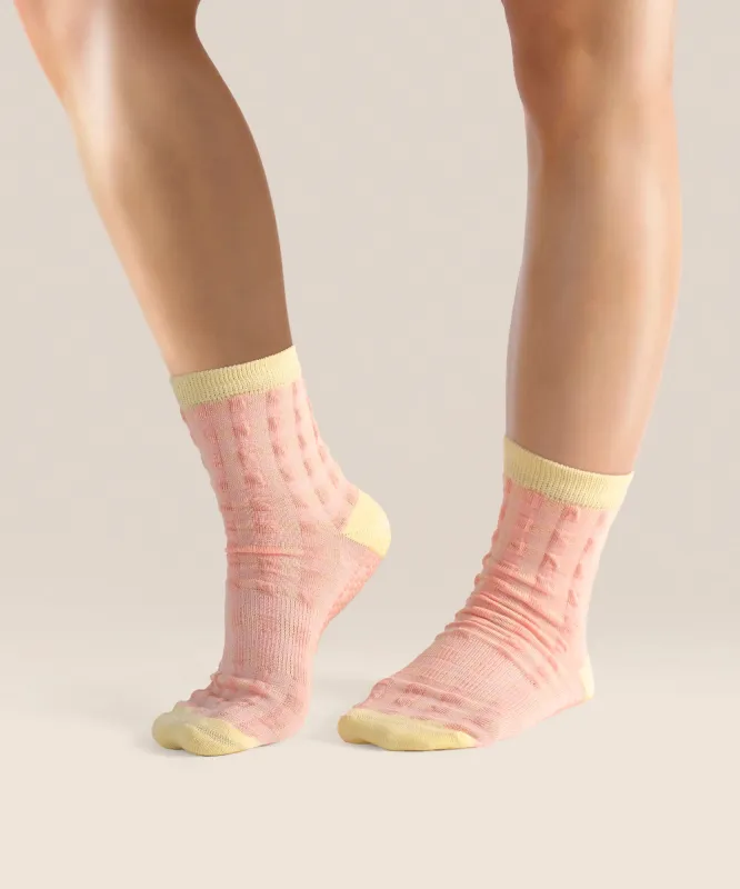 Crew Non Slip Grip Socks - Sugar Pink Gingham sold by MoveActive