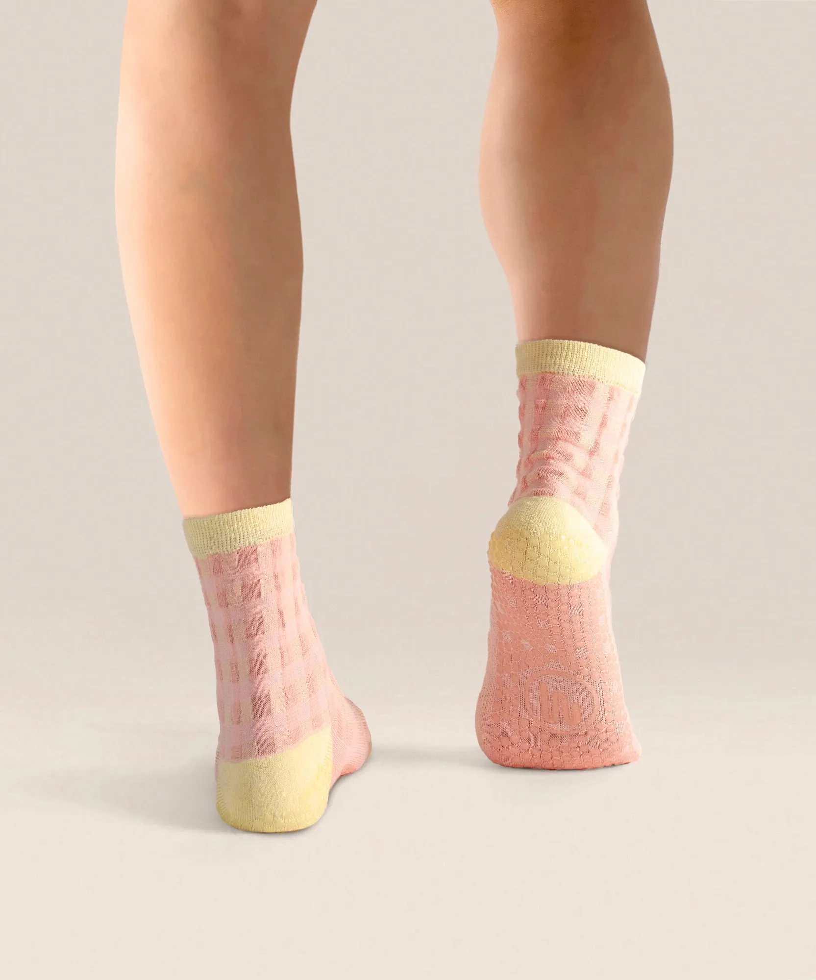 Crew Non Slip Grip Socks - Sugar Pink Gingham sold by MoveActive product image thumbnail 2