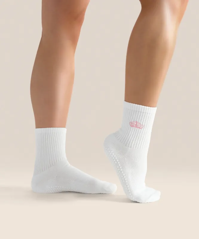 Crew Non Slip Grip Socks - Pink Crown sold by MoveActive