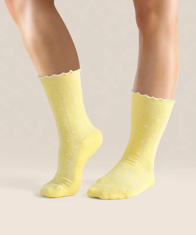 Crew Non Slip Grip Socks - Buttercream Spots sold by MoveActive