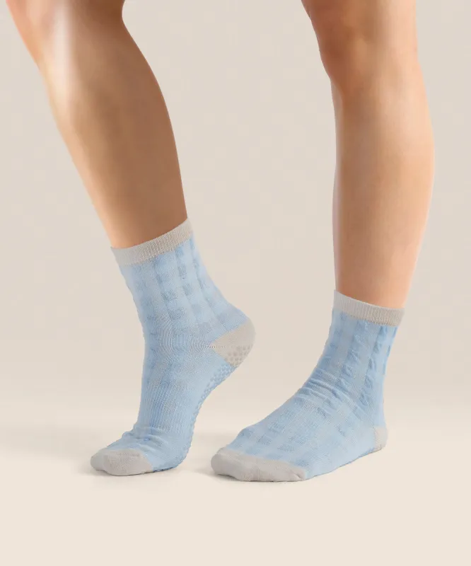 Crew Non Slip Grip Socks - Bluebelle Gingham sold by MoveActive