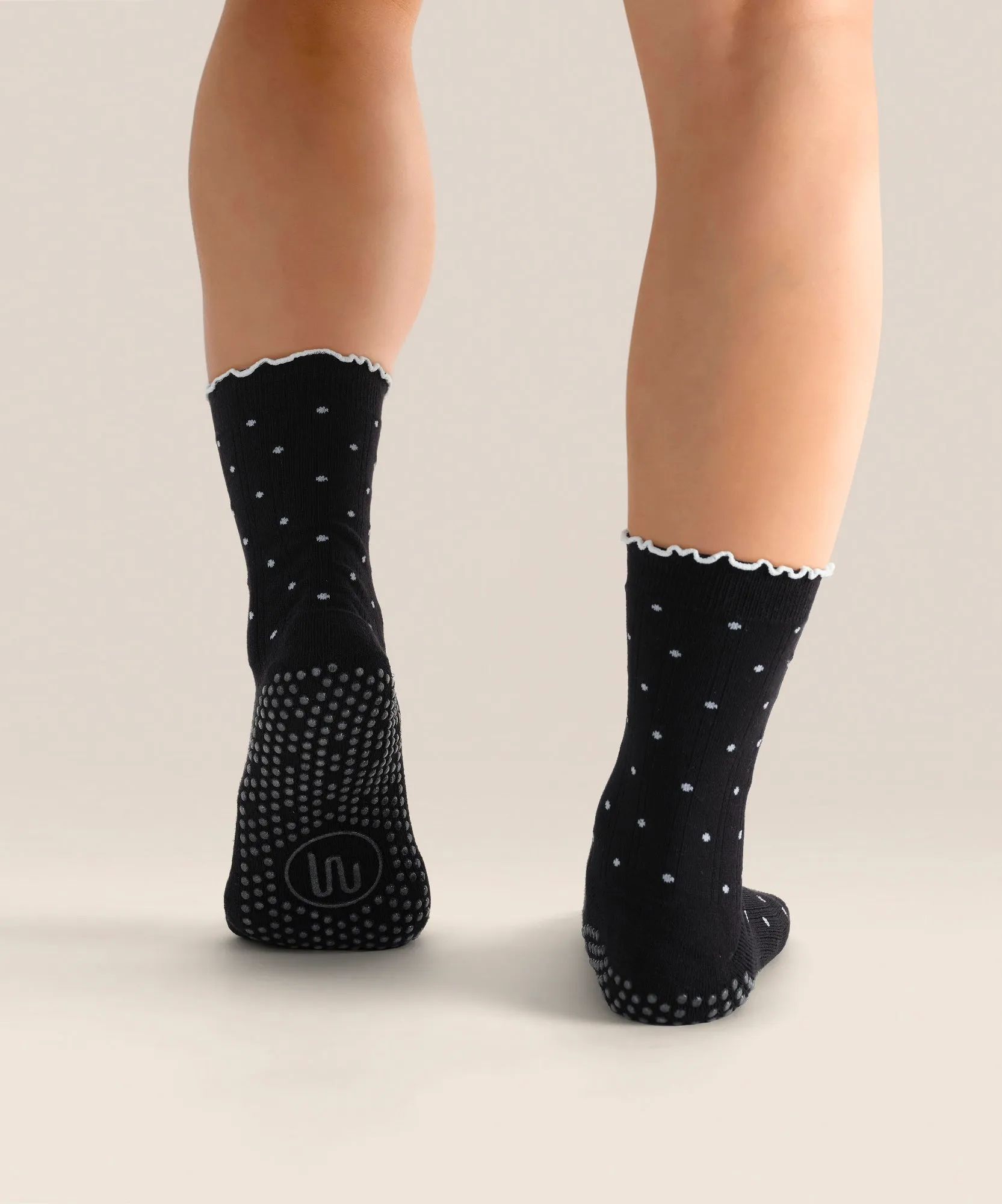Crew Non Slip Grip Socks - Black Polka Ruffle sold by MoveActive product image thumbnail 2