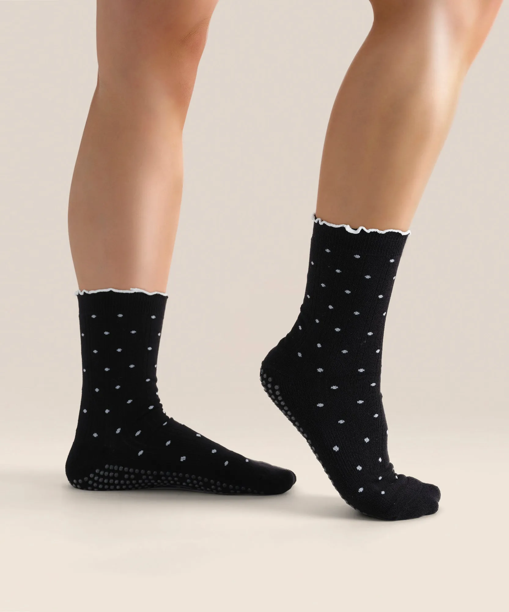 Crew Non Slip Grip Socks - Black Polka Ruffle sold by MoveActive product image thumbnail 3