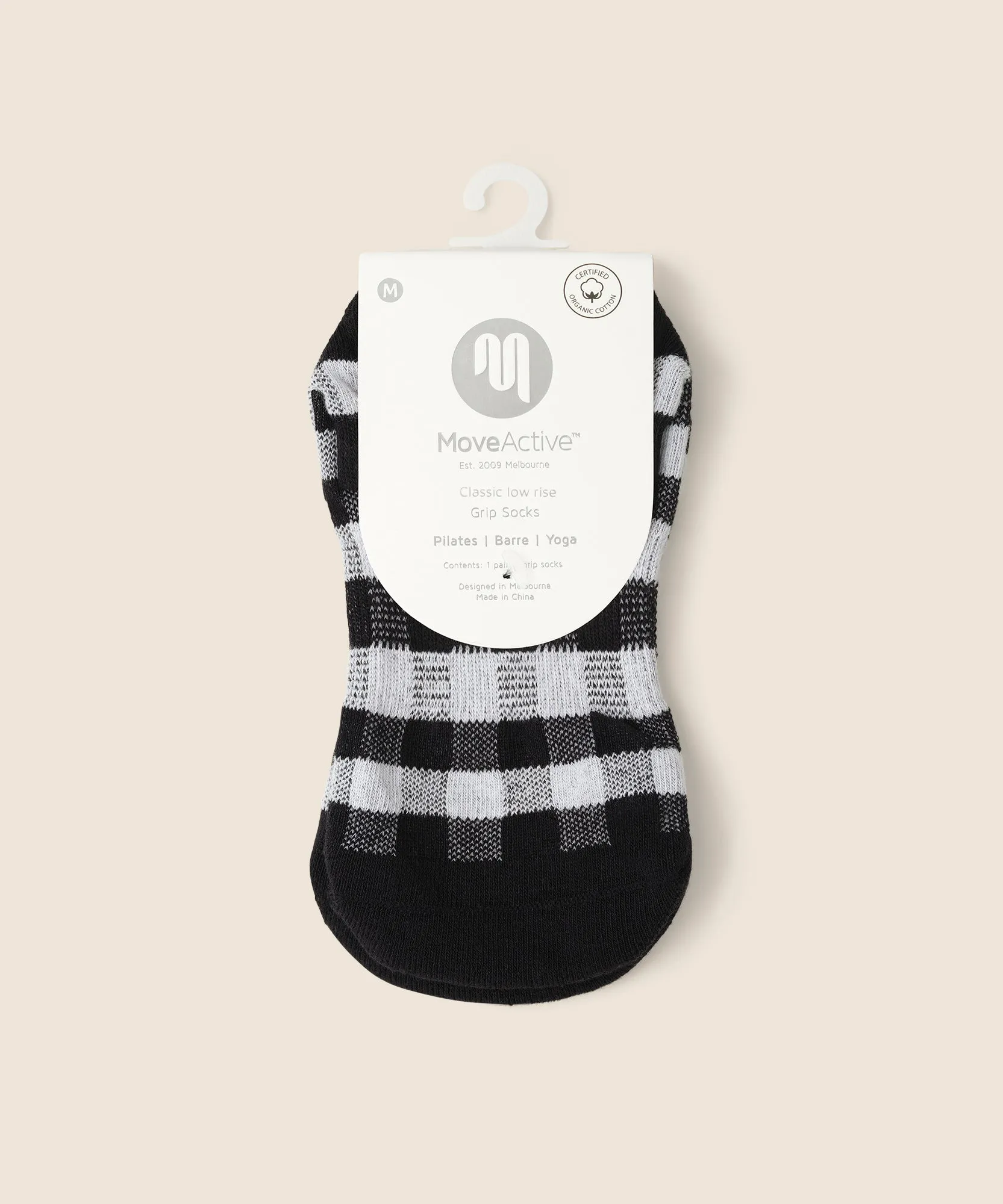 Classic Low Rise Grip Socks - Monochrome Gingham sold by MoveActive product image thumbnail 5