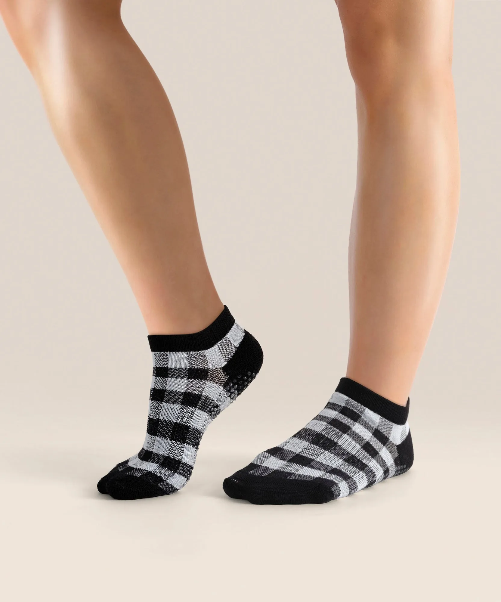 Classic Low Rise Grip Socks - Monochrome Gingham sold by MoveActive product image thumbnail 3