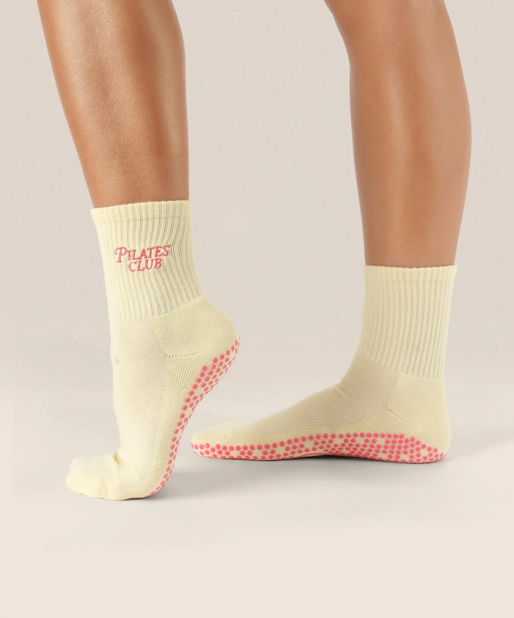 Crew Non Slip Grip Socks - Pilates Club Yellow sold by MoveActive