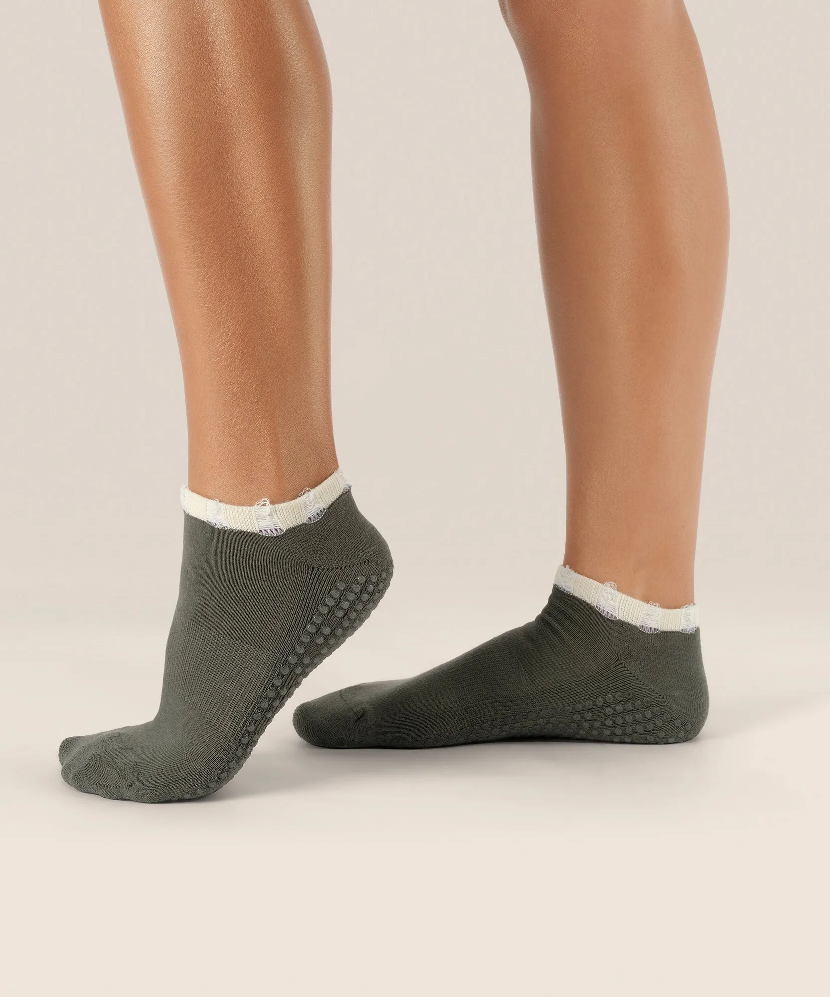 Low Rise Grip Socks - Khaki Edge sold by MoveActive
