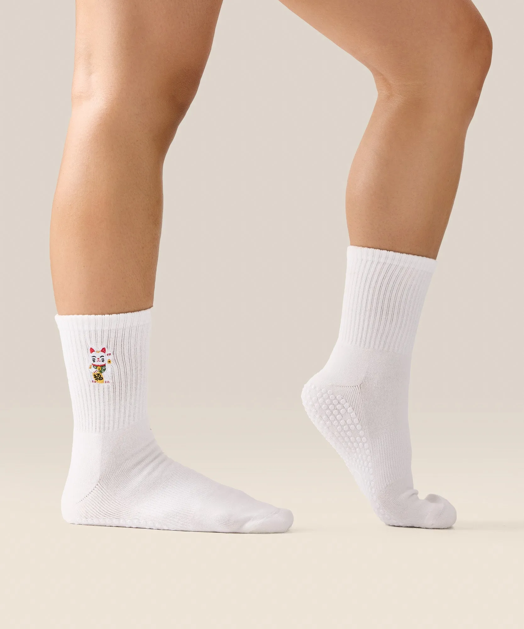Crew Grip Socks - Fortune Kitty Ivory sold by MoveActive product image thumbnail 3