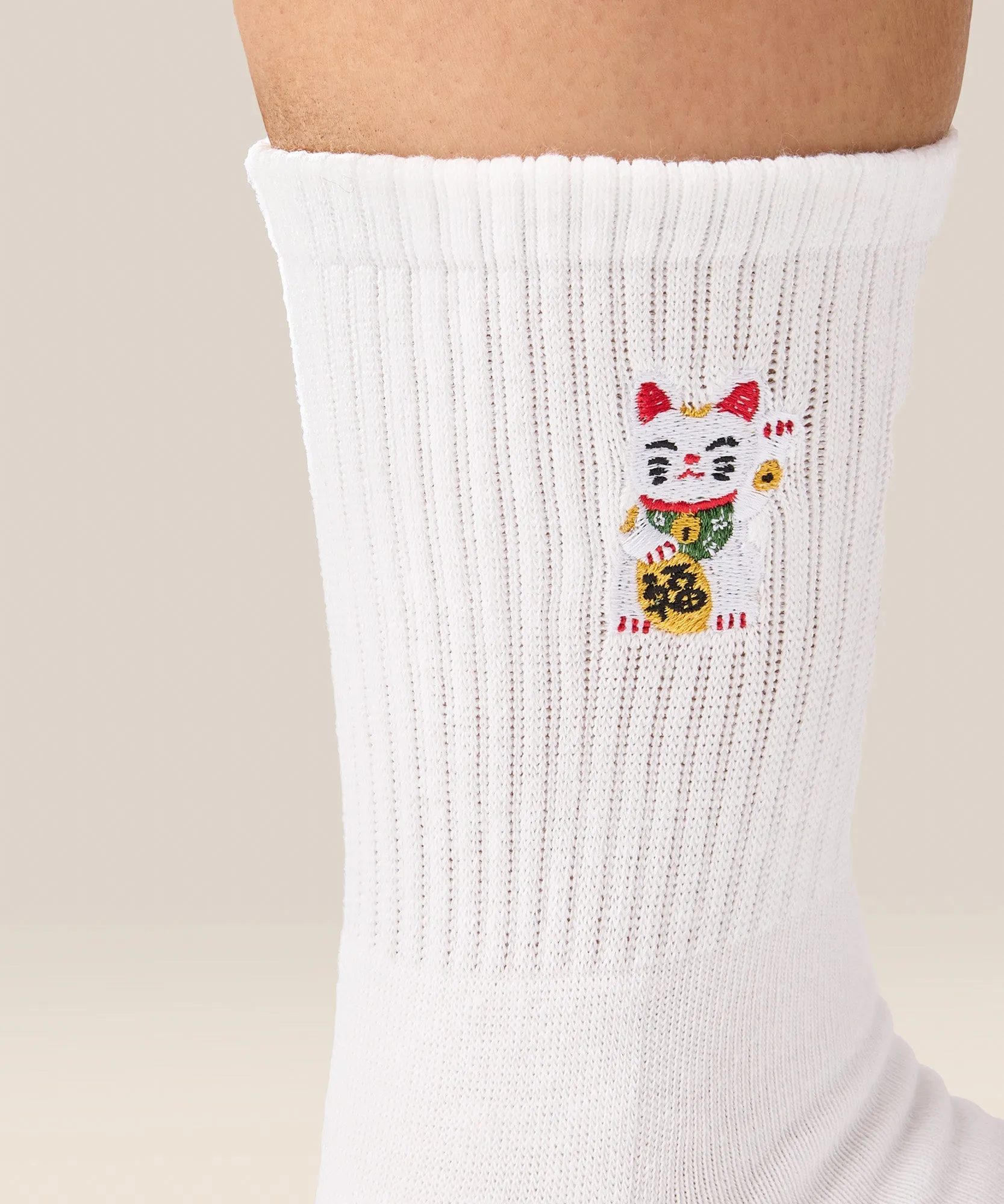 Crew Grip Socks - Fortune Kitty Ivory sold by MoveActive product image thumbnail 4