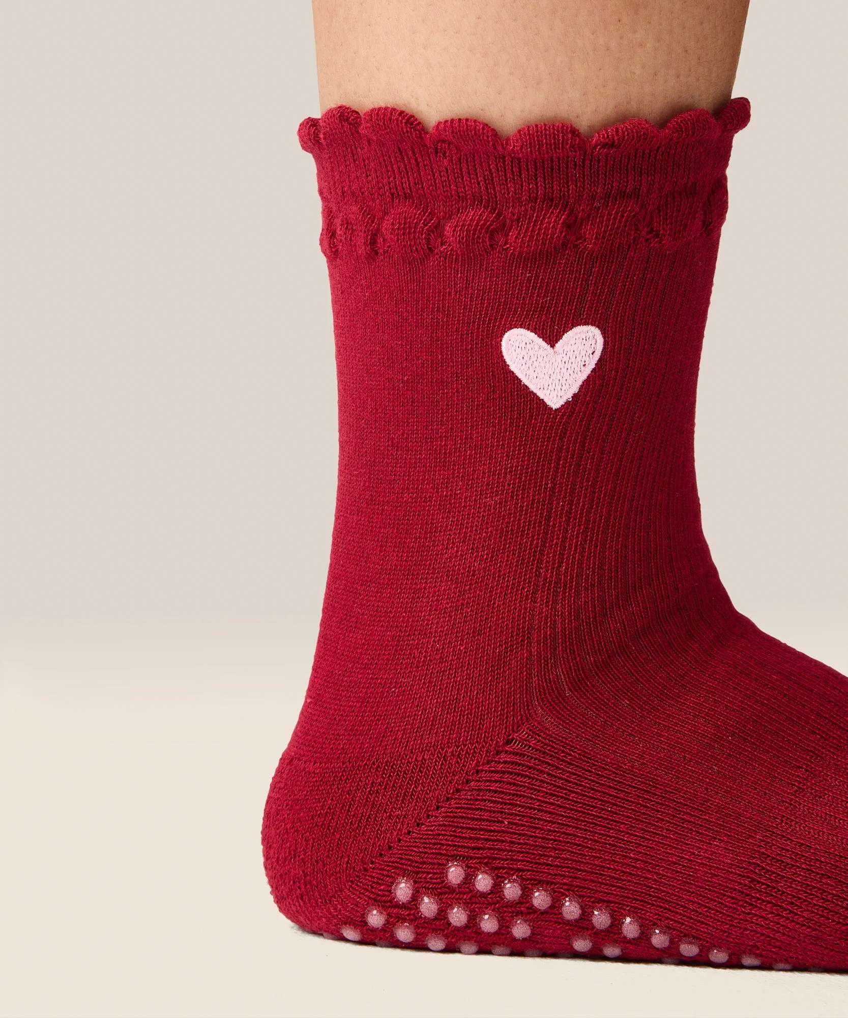Crew Grip Socks - Heart Ruffle Burgundy sold by MoveActive product image thumbnail 4