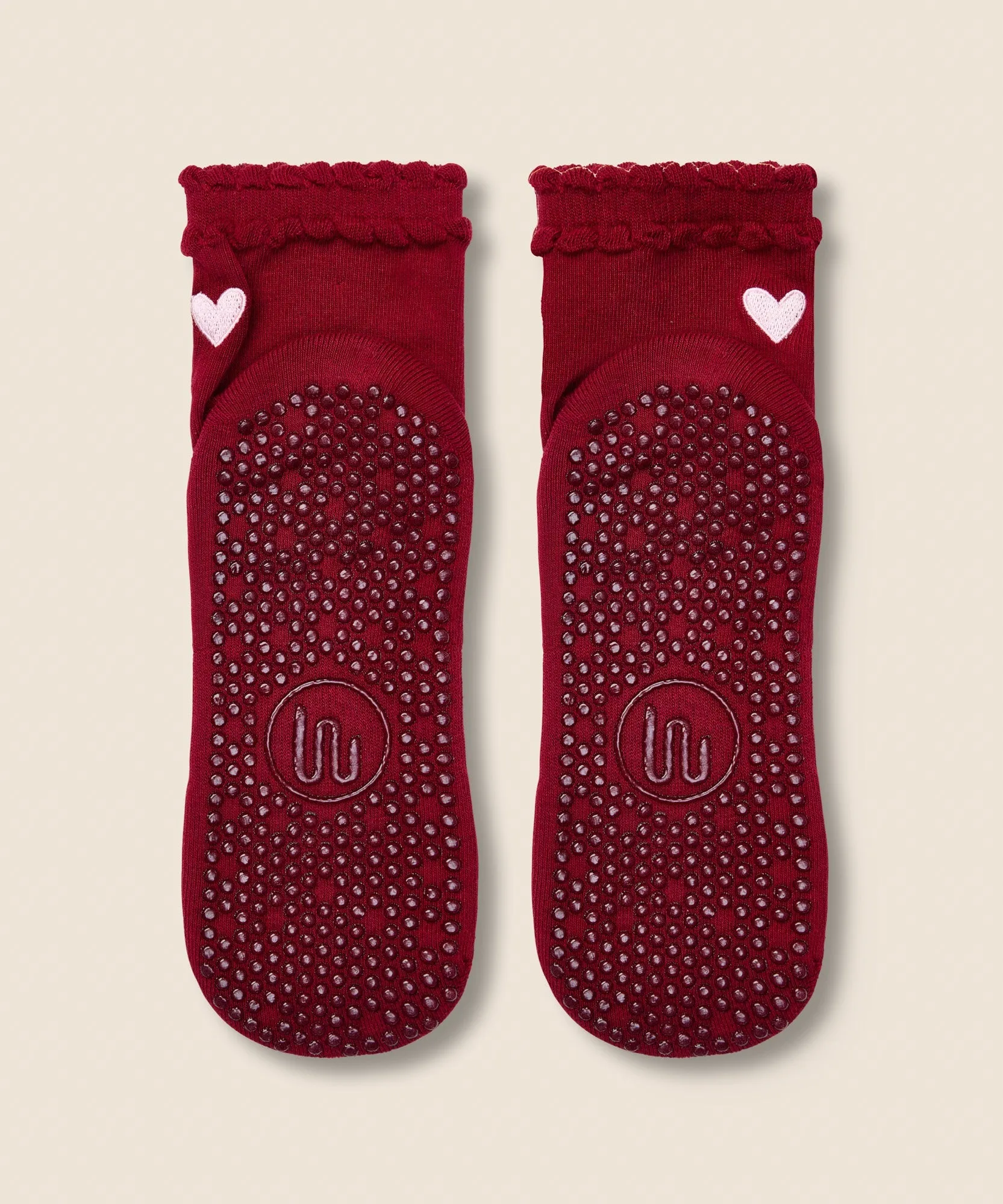 Crew Grip Socks - Heart Ruffle Burgundy sold by MoveActive product image thumbnail 5