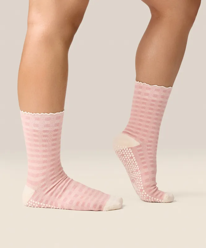 Crew Grip Socks - Gingham Frill Rose made by MoveActive