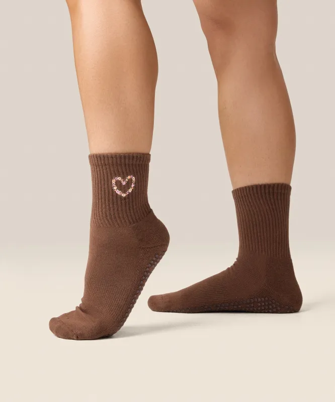 Crew Grip Socks - Heart Vine Brown made by MoveActive